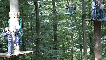 Sechzehn C- und B-Handballer in schwindelnder Höhe ? Adrenalin pur ? Hoch, höher, am höchsten ? Väter mit an Bord